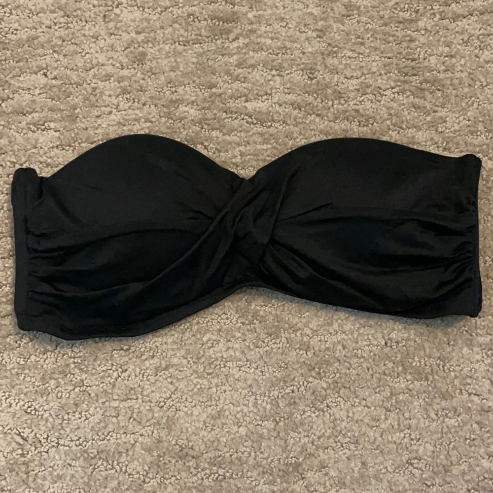 Strapless black swim top